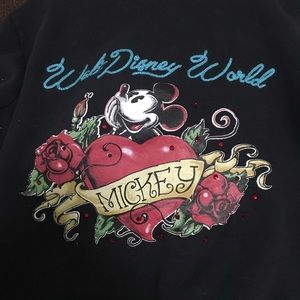 Disney Mickey TATTOO ARM ROSE Hoodie Sz Yth Large